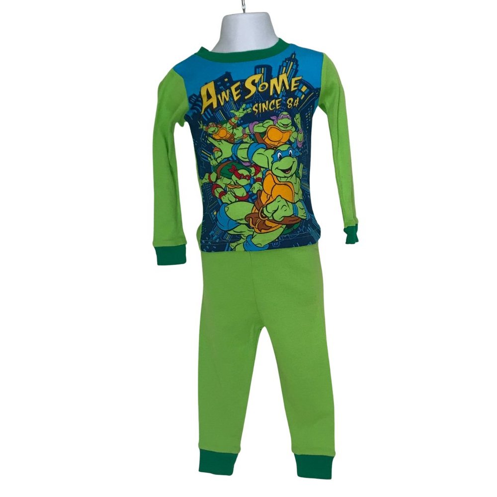 💲Teenage Mutant Ninja Turtles 4 Pcs Toddler LS Pajama Set | Awesome Since 1984